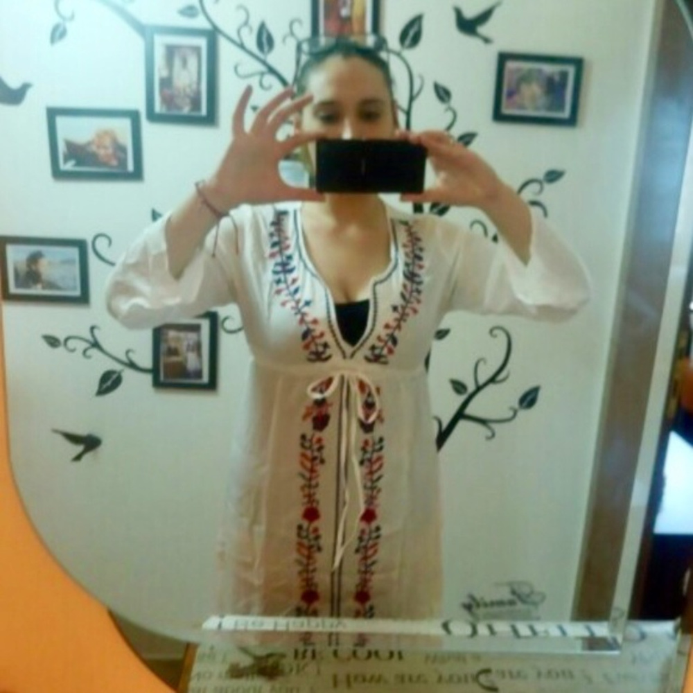 Embroidery Floral Boho Sexy Beach Coverup Dress - Picture 4 of 8